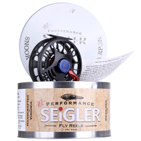 Seigler Fly Reel black, red & blue