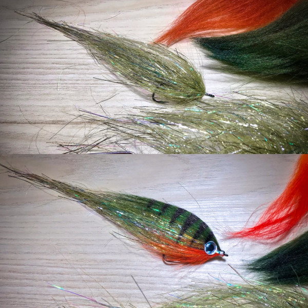 Pike Terror Flies Dubbing Brush Nayat Long Synthetic and Flash Fly