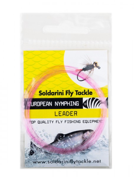 Soldarini Fly Tackle Euro Nymph Tapered Leader 12 ft pink