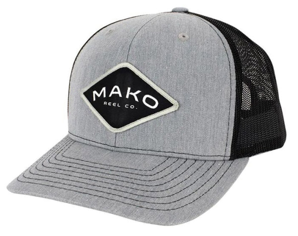 Mako Reel Co. Trucker Hat Cap heather grey & black