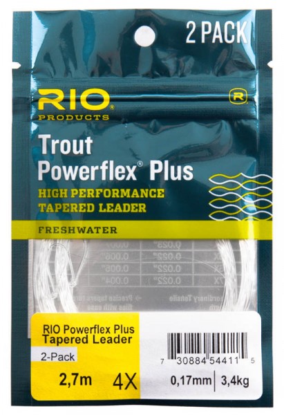 Rio Powerflex Plus Tapered Leader 2 Pack, Monofilament